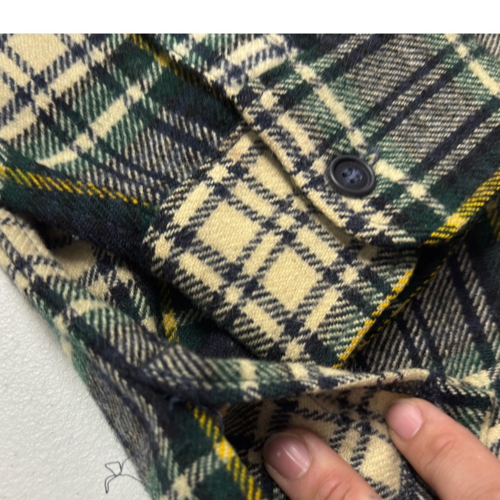 Vintage LL Bean Flannel Popover Mens large Plaid Excellent Wool Shirt Jacket - Picture 3 of 7